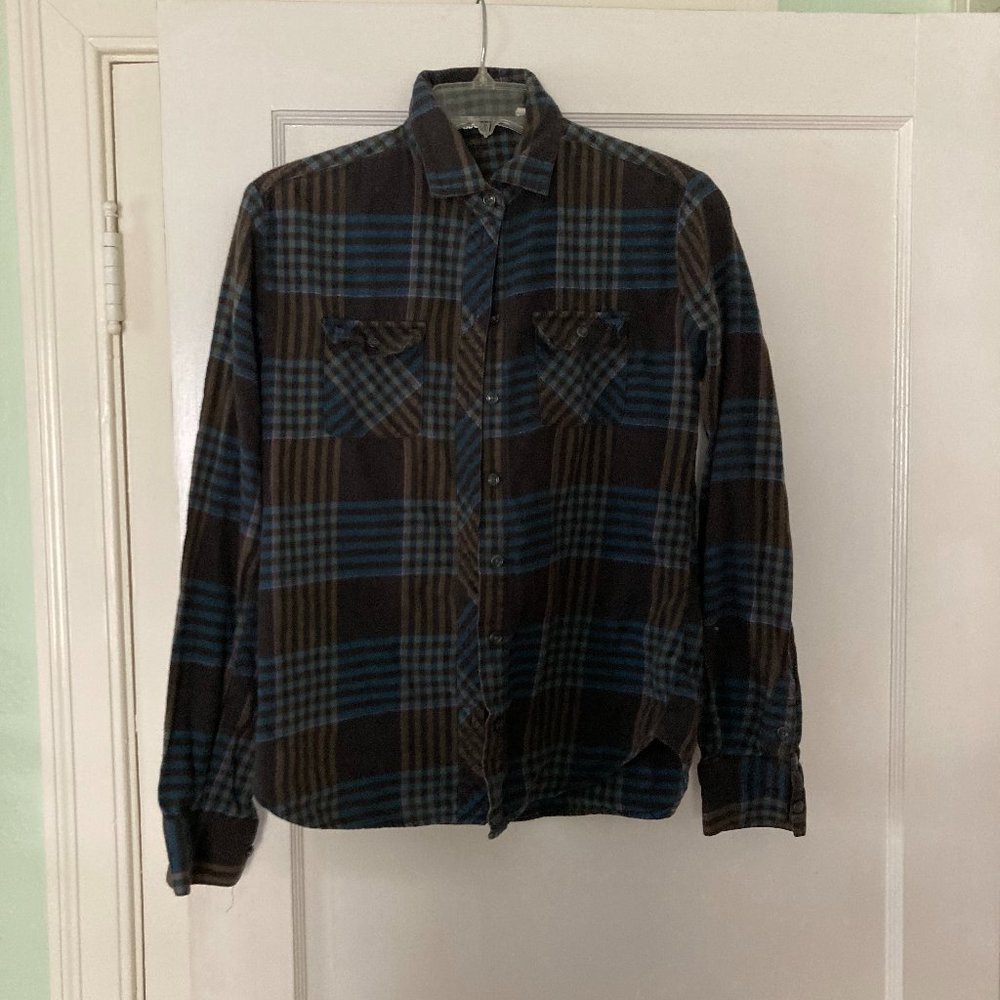BDG Black and Navy Plaid Button Down Shirt